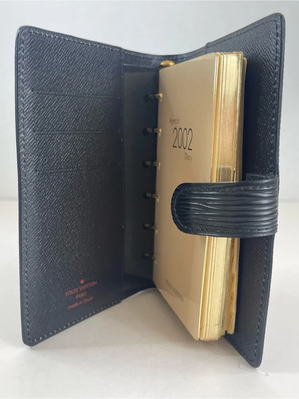 black Louis Vuitton Epi leather small ring agenda cover